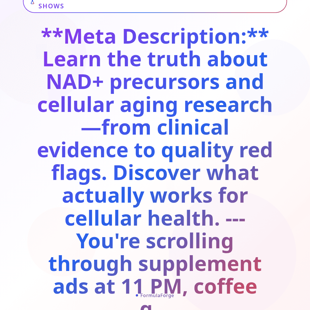NAD+ Precursors and Cellular Aging: What Research Shows